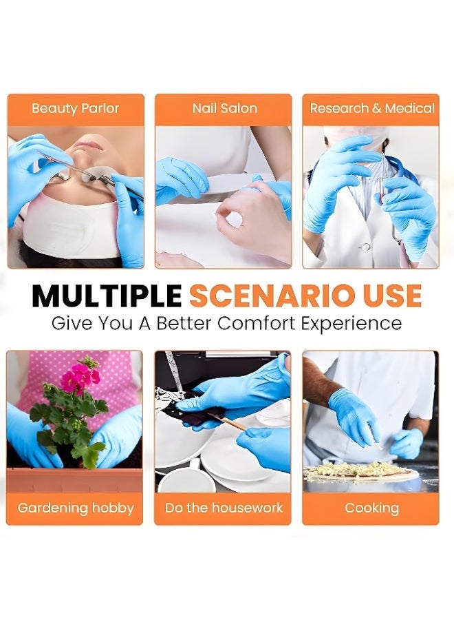 ZALCOON Blue  disposable Gloves, 4.5g latex free Powder Free Gloves for light use, Home, Cleaning, Food Prep, Food safe and Non-Sterile  (1 Pack x 100 Pieces) - Image 3